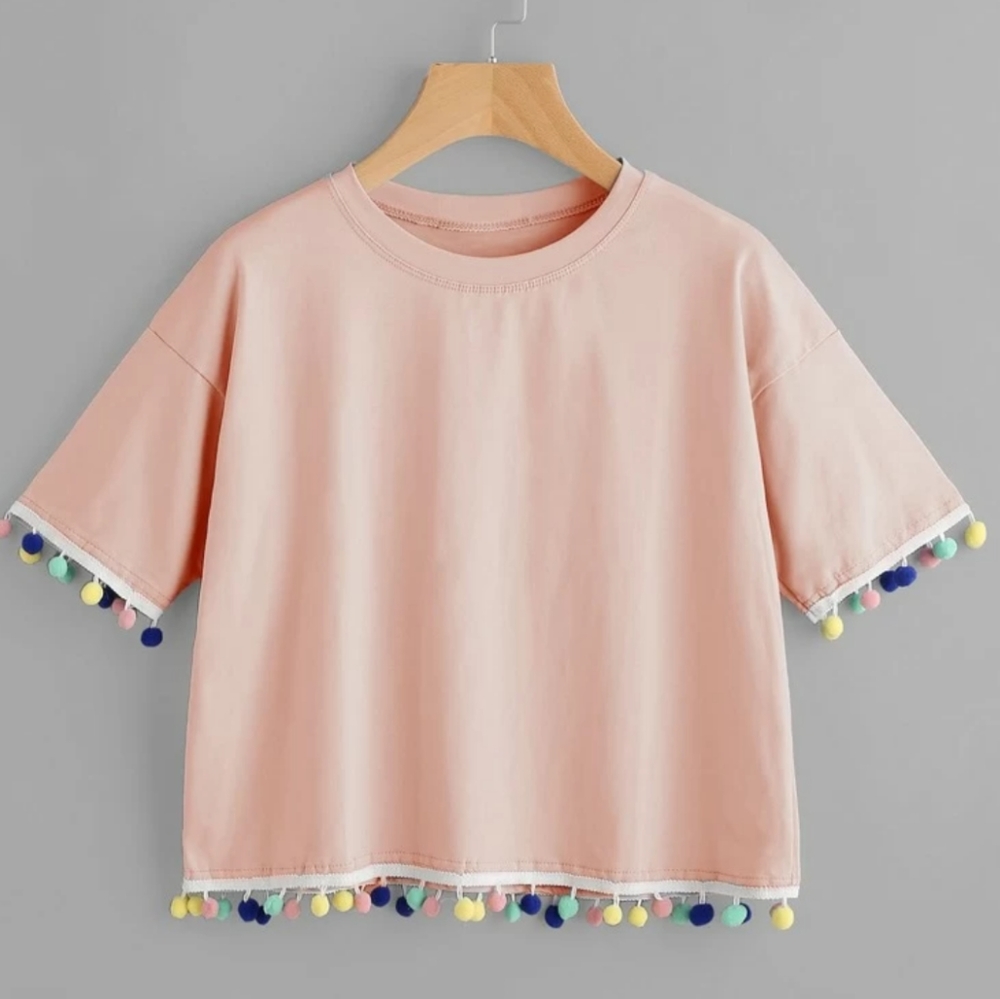 Shein Pink PomPom Shirt